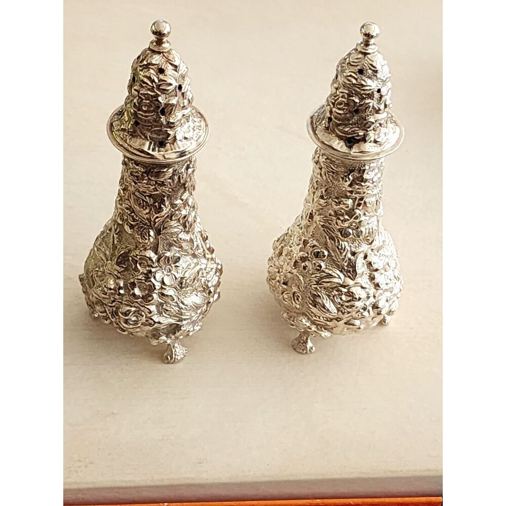 Stieff Rose by Stieff Sterling Silver pair of Salt & Pepper Shakers # 12A